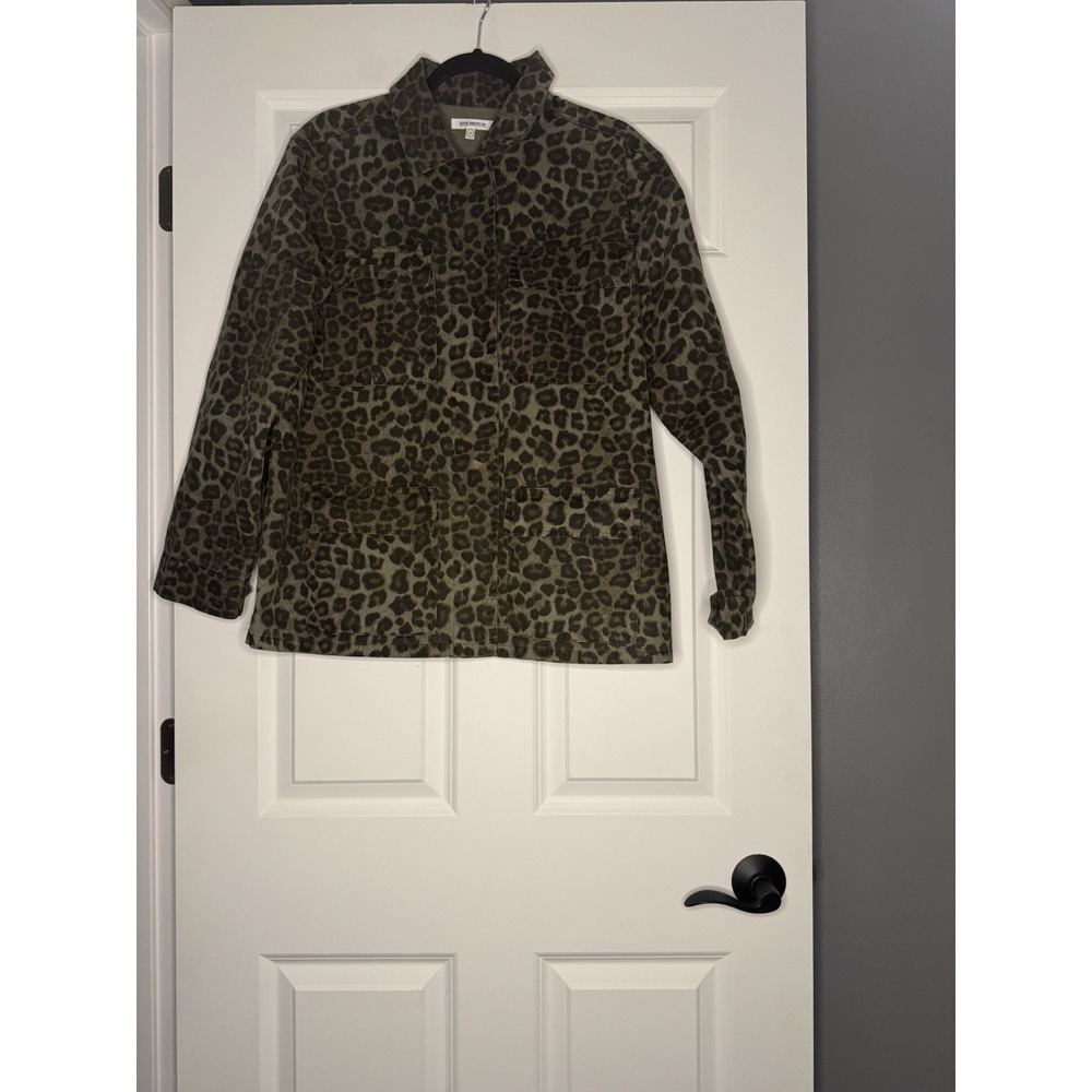 Good American Utility Jacket Size 4 Xl Brown Green Animal Print